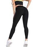 SHAPERIN Anti-Cellulite Kompressionshose Damen Yoga Sport Leggings Hohe Taille Jogginghose Honeycomb Geraffte Leggins für Training Butt Lift Fitness Hose Workout Laufhose Sport Tights(Schwarz,XL)