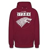 Spreadshirt Game of Thrones Haus Stark Wappen Schattenwolf Unisex Hoodie, M, Bordeaux