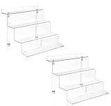 WINKINE Acryl 4-Tier Treppenregal | Riser Ausstellung für Amiibo Funko POP Figuren | Dessertständer für Kabinett Gewürzregal | Tischorganisator & Dekoration für Sammlerstücke (2 Stück groß)