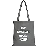 GERLINOVA Stoffbeutel / Jutebeutel mit langen Henkeln mit Wunschtext selber gestalten mit dem Amazon T-Shirt Designer - Hochwertiger Flexdruck (Grau)