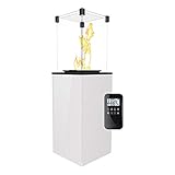 KRATKI Gaskamin Patio Mini | 4-8,2kW | 1366x427mm | Weiß | Gartenkamin mit Fernbedienung | Flüssiges Gas Leitung | Gasfeuerstelle für Terrassen,Garten | Outdoorkamin ideal als Wärmelampe & Außenk