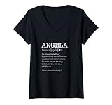 Damen Geschenk für Angela Lustige Definition Personalisiertes T-Shirt mit V