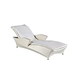 wuuhoo® I Edle Polyrattan Sonnenliege Sunny in creme weiß I Designer Liege ergonomisch gewölbt I Höhenverstellbar incl. Kissen I Wetterfest für Innen und Auß