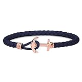 PAUL HEWITT Anker Armband PHREP Lite mit der Option Einer individuellen Wunschgravur - Lederarmband mit Anker Schmuck aus Edelstahl (Roségold)
