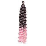 22-28 Zoll Tiefe Welle Twist Häkelhaar Natürliches synthetisches Zopfhaar Afro Locken Ombre Flechten Haarverlängerungen Haar,h,5/Stück/22 Z