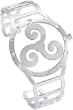 XLTFZY Armbänder Armreif Neuheit Edelstahl Uhr Form Nordicng Triskele Symbol Armband Hollow Out Design Graviert 24 Runen Manschettefür Männer Frauen Teens/Style 2