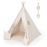 Kinder Zelte Spielzelt Tipi für Kinder aus Holz | Tipi Zelt Indoor minimalistisches Design | Kindertippi Zelt mit Öko-Baumwolltakin | 100% ECO | Made in EU