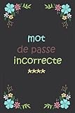 Mot de passe incorrecte: Carnet de mots de passe pour mots de passe et identifiants de vos sites Internet préférés , 120 pag