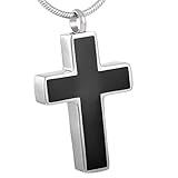 OSNDFI Kreuz Feuerbestattung Schmuck für Asche Edelstahl Andenken Memorial Urn Halskette Kreuz Anhänger Medaillon für Männer F