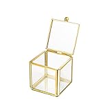 Feyarl Glasbox Schmuckschatulle Terrarium schmuckbox Schmukkasten Ringschachtel Schmuckdose für Ringe Ohrringe Aufbewahrung Blume (Gold)