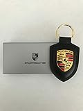 ORIGINAL Porsche Schlüsselanhänger SCHWARZ Leder mit Wappen WAP0500900E