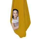 HOMFLOW Schaukeltuch Sensorische Schaukel Therapie-Hängematte Therapie Schaukeltuch Kinder Therapieschaukel for ADHS, Asperger Und Sensorische Integration (Color : Gold, Size : 100x280CM/39x110in)