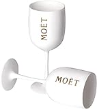 2 Stück Moët &Chandon Ice Imperial Sektgläser Set，0.48L Acryl-Glas Mote Rose Champagnergläser,Wine Party Flöte Kunststoff Weinglas Sektglas, Weiß