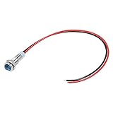 sourcing map Signal-Kontrollleuchte, AC/DC, 12 V, 6 mm, bündig montiert, blaue LED-Metallgehäuse mit 150 mm Kabel, 3 Stück