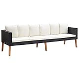 Festnight 3-Sitzer-Gartensofa mit Auflagen Gartenbank Sitzbank Bank Gartensofa Gartenmöbel Lounge Möbel Set Poly Rattan Schw