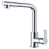 Empolo Wasserhahn Küche Ausziehbar, Küchenarmatur mit Brause Zwei Wasserstrahlarten, Einhebel Spültischarmatur 360° Schwenkbar Chrom Mischbatterie Küche , KM201-HC