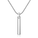 coai Geschenkideen Herren Lange Halskette aus Wolfram Stahl Bar Necklace Rechteck Anhänger 50