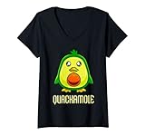 Damen Quackamole Guacamole Veganer Spaß Vegetarier Enten Avocado T-Shirt mit V