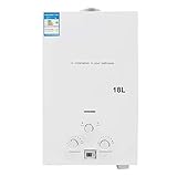 ECUTEE 18L 36KW Flüssiggas Durchlauferhitzer LPG Warmwasserbereiter, Tankless Instant Heißwasserbereiter mit Galvanisierter Duschkopf und Duschschlauch, für Outdoor-Camping-Baden und RV-Dusche, Weiß