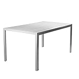 Vanage VG-5159 Polywood Aluminium Gartentisch, 150x90cm, Silb