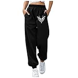 Damen Freizeithose Lang 3D Drucked Jogginghose Elastischer Bund Sporthosen mit Kordelzug Hohe Taille Traininghose Bequeme Sw