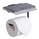 Klopapierrollenhalter Glas WC Papier Halterung Selbstklebend Rollenhalter Toilettenpapier Schwarz Wandmontage Ohne Bohren für Badezimmer-WC,Schw