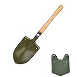 kerryshop Gartenschaufel Rundpunkt Schaufel mit Holzgriff Greppe Spaten im Freien Erkundung Schneeschaufel Mangan-Stahlgarten-Tool mit Tasche Garden T