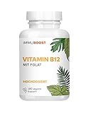 ImmuBoost ® Vitamin B12 mit Folat | 180 vegane Kapseln | 1 Tag 1 Kapsel | Immunsystem stärken mit Vitamin B12 | CO2