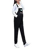 Shaoyao Damen Umstandsoverall Jumpsuit Umstandshose Overalls Latzhose Schwangerschaftshosen Schwarz L