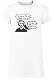 Im Just A Poe Boy Damen T-Shirt Kleid Lang Weißer Rundhals Leichtes Lässiges Kurzarm Women's White Crew Neck Casual Short S