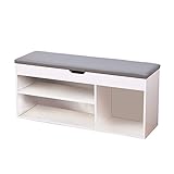 soges Schuhschrank Schuhbank mit Sitzfläche Sitzbank Schuhregal Schuhablage Schuhkommode Organizer für Wohnzimmer, Diele, F