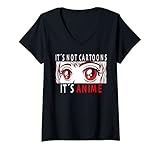 Damen It's Not Cartoons It's Anime. Anime Merch. Anime Girl T-Shirt mit V