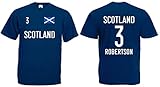 Schottland-Scotland Robertson Herren T-Shirt EM 2020 Trikot Look Style Shirt 3 Dunkelblau M