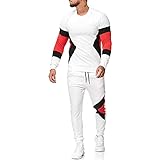 Sportanzug Herren Kurz, Trainingsanzug Sportanzug Herren Hoodie Jogginganzug Farbblock Freizeitanzug Mit Kapuze Sweatshirt Kurzarm Shorts Sportswear MäNner Herbst Set lauschig