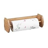 Relaxdays Bambus HBT: 12 x 37 x 13 cm Papierrollenhalter Holz zur Wandmontage als Spender und Halter für Küchenrolle Küchenrollenspender sowie Haushaltsrollenhalter, Natur Wand Kü