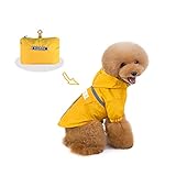 PUMYPOREITY Hunderegenmantel Wasserdichter Hundemantel mit Kapuze Hunderegenjacke Regencape Hundejacke Regen Poncho Jumpsuit mit Reflektierender Streifen für kleine mittelgroße Hunde(Gelb, M)