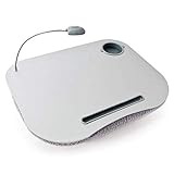 Relaxdays Laptopkissen, LED-Licht, tragbar, flacher Lapdesk, mit Getränkehalter, weiches kleines Schosstablett, g