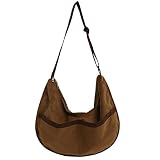 Damen Hobo Cord Taschen Crossbody Alltagstasche Schultertasche für Reisen Schule Shopping, Braun (braun), Larg