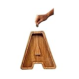 TFCK Personalisierte Brief Sparschwein Spardose - Holz Alphabet Gelddose - Transparentes Fenster - sinnvoll Geld sparen Münze Sparschwein Jungen Mädchen Geburtstagsgeschenk 18x18x3