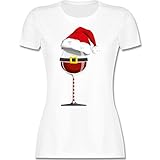 Weihnachten & Silvester Geschenke Party Deko - Weinachtsglas - XL - Weiß - Weihnachten - L191 - Tailliertes Tshirt für Damen und Frauen T-S
