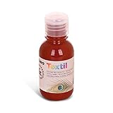 Primo Textilfarbe | permanente Stoff-Mal-Farbe in 125 ml Flasche mit Dosierverschluss | Waschmaschinenfest | Airbrush-fähig (braun)