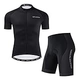 logas Radtrikot Herren Jersey Fahrrad Kurzarm Pro Radsport Bekleidung Schwarz M