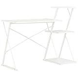 Montloxs Schreibtisch mit Regal Computertisch Konstruktion Bürotisch Officetisch für Arbeitzzimmer und Büro PC-Tisch Weiß 116×50×93