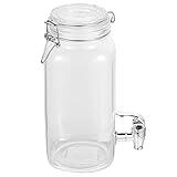 YARDWE Getränkespender aus Glas, 2 l, mit Metallhahn, Unterhaltung, Glaswarenkrug mit auslaufsicherem Zapfen für Eistee, Kombucha-Fermentierung