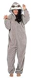 CityComfort Pyjama Onesie Für Damen Lang Tier Cosplay Kostüme aus Fleece Damen Einhorn Schlafanzug Jumpsuit Overalls Onesie Kostüm Fasching Karneval Kostüm Für Erwachsene (M, Faultier)