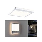 Paulmann 94663 LED Außenleuchte Panel Lamina mit Bewegungsmelder IP44 eckig incl. 1x14,5 W Warmweiß Weiß Außenpanel Kunststoff Lichtpanel 3000