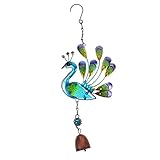 FOMIYES Dekorative Pfau Wind Glockeneiseneisen Kunst Vogel Wind Glockenmetall Garten Kunst Für Home Balkon Fenster Garten Yard Patio Rasen Dekoration Hauswarming Geschenk Himmelsb