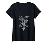 Damen Dschungel Monstera Deliciosa Pflanze Zimmerpflanze T-Shirt mit V