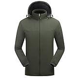 Regenjacke Herren Wandern Windbreaker Jacke Herren Übergröße Softshelljacke Winddicht Wasserfester Dünn Mantel Winterjacke mit Abnehmbarer Kapuze Winterjacke Outdoorjacke für Wandern Trekking F