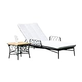 Sonnenpartner Lounge-Liege Yale mit Beistelltisch Teak/Aluminium mit Polyrope Silbergrau mit Auflage Relaxsessel Gartenlieg